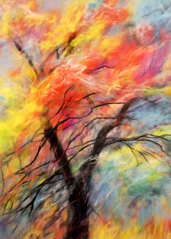 Kleurrijke herfstboom door Justyna Jaszke