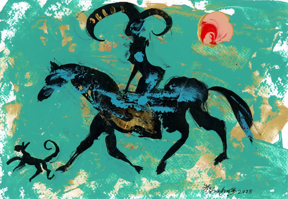 Abstracte hoornrijder door Kanat Ibragimov