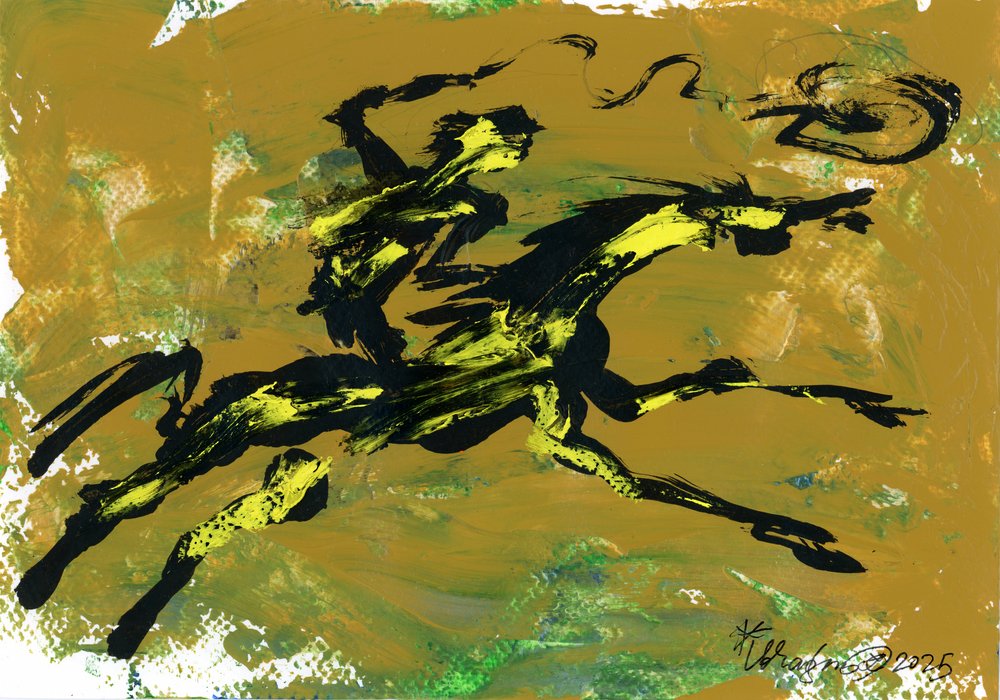 Galopperende cowboy door Kanat Ibragimov