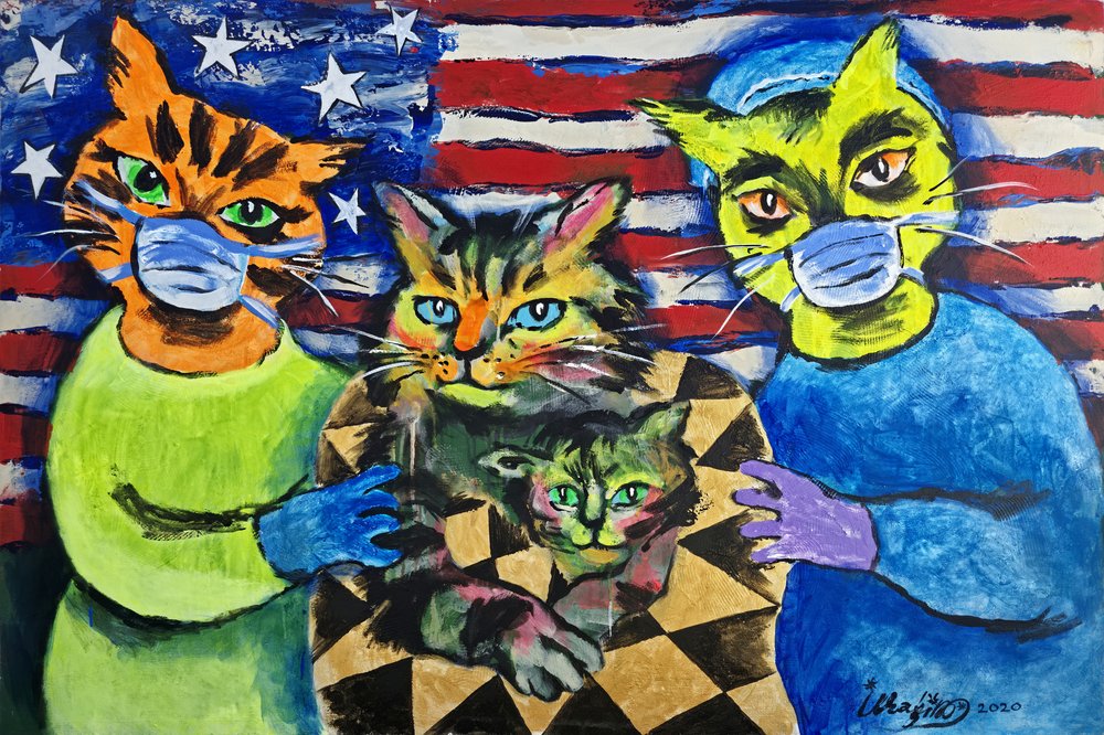 Patriottische gemaskerde katten door Kanat Ibragimov