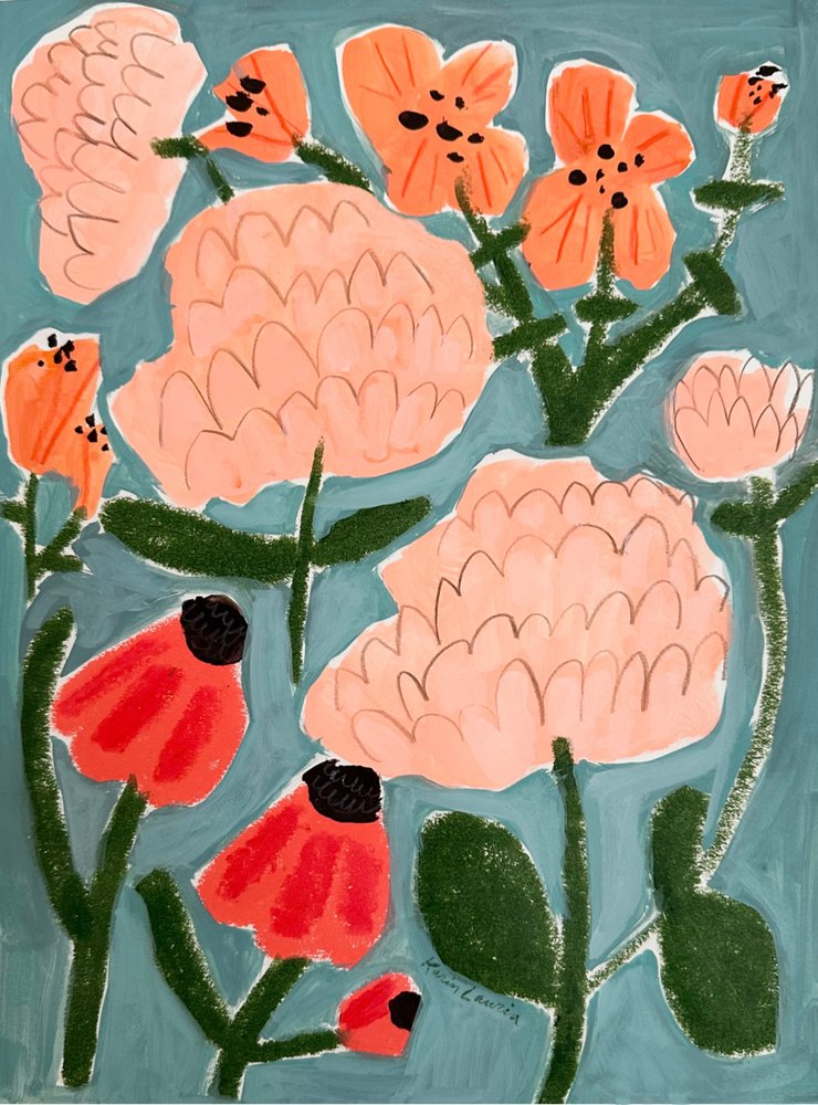 Kleurrijke abstracte tuin door Karin Lauria