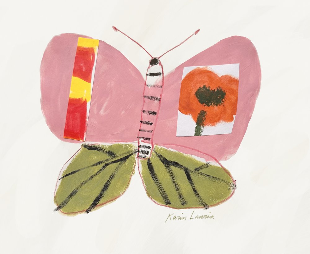Roze vlinderpapaver door Karin Lauria