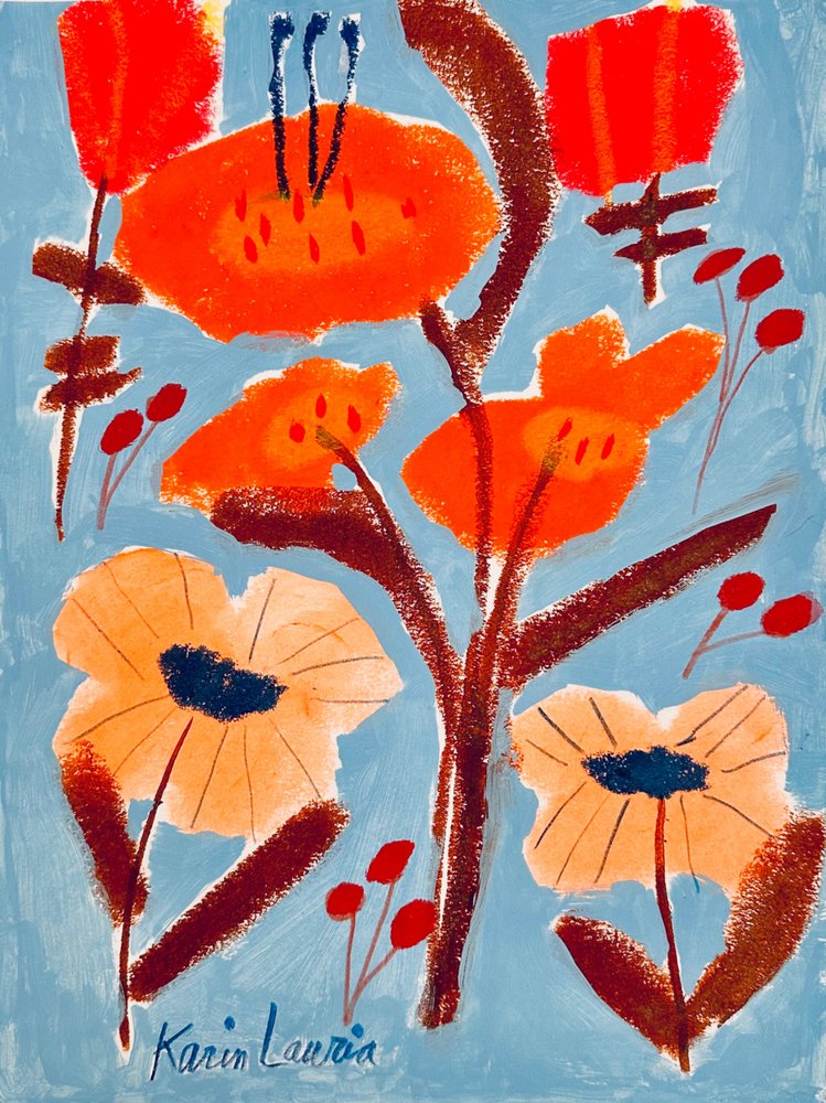 Levendig bloemenmotief door Karin Lauria