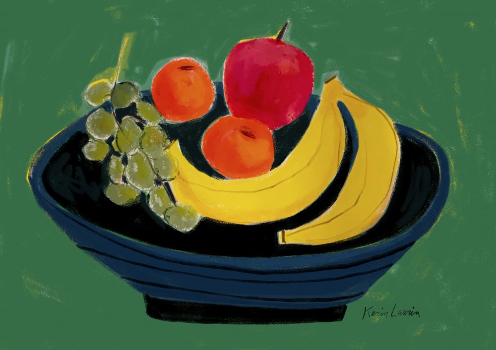 Levendig fruitstilleven door Karin Lauria