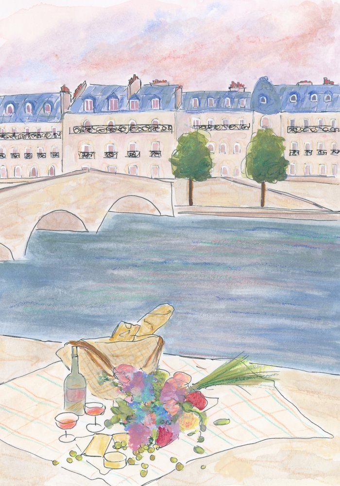 Picknick in Parijs aan de Seine door Katharina Puritscher