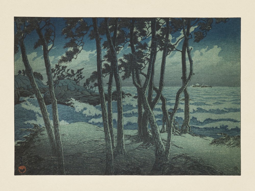 Hinomisaki, Izumo, uit de serie „Reissouvenirs, derde serie“ door Kawase Hasui
