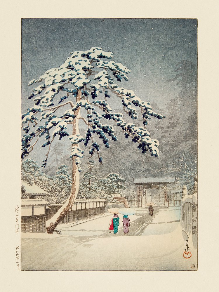 Ikegami Honmonji (Honmon-tempel, Ikegami) (1931) door Kawase Hasui
