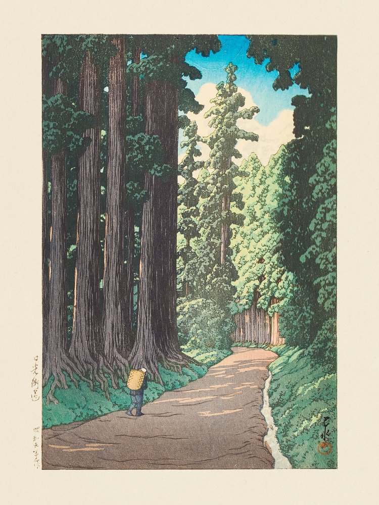 Nikko Gaido (De weg naar Nikko) (1930) door Kawase Hasui