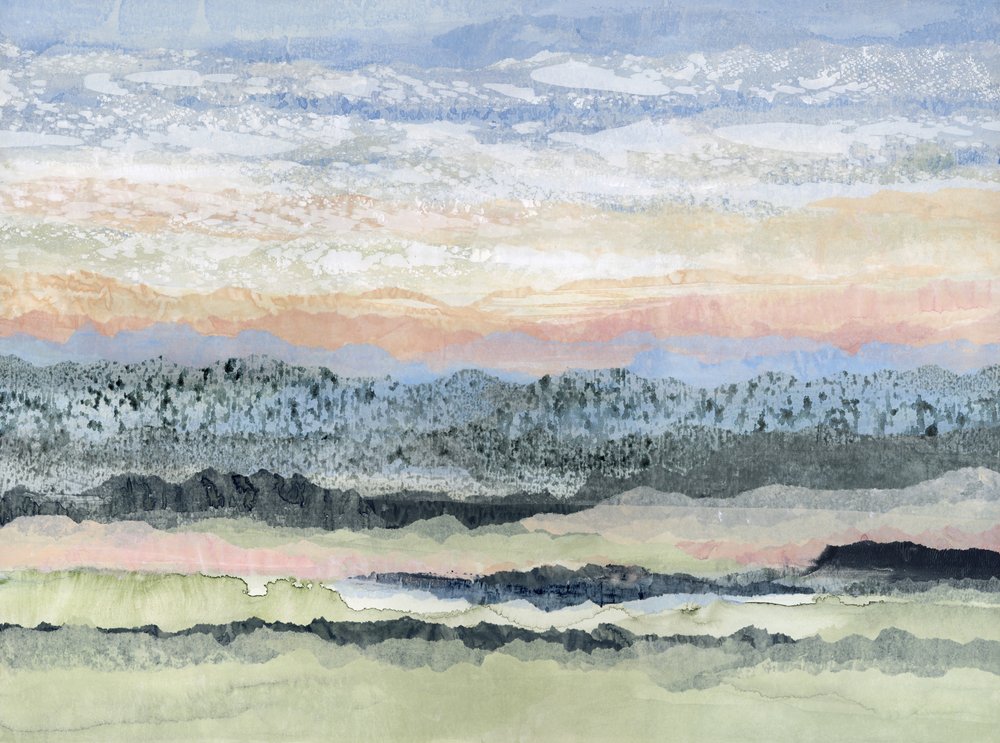 Rustgevend gelaagd landschap door Lara Eckerman