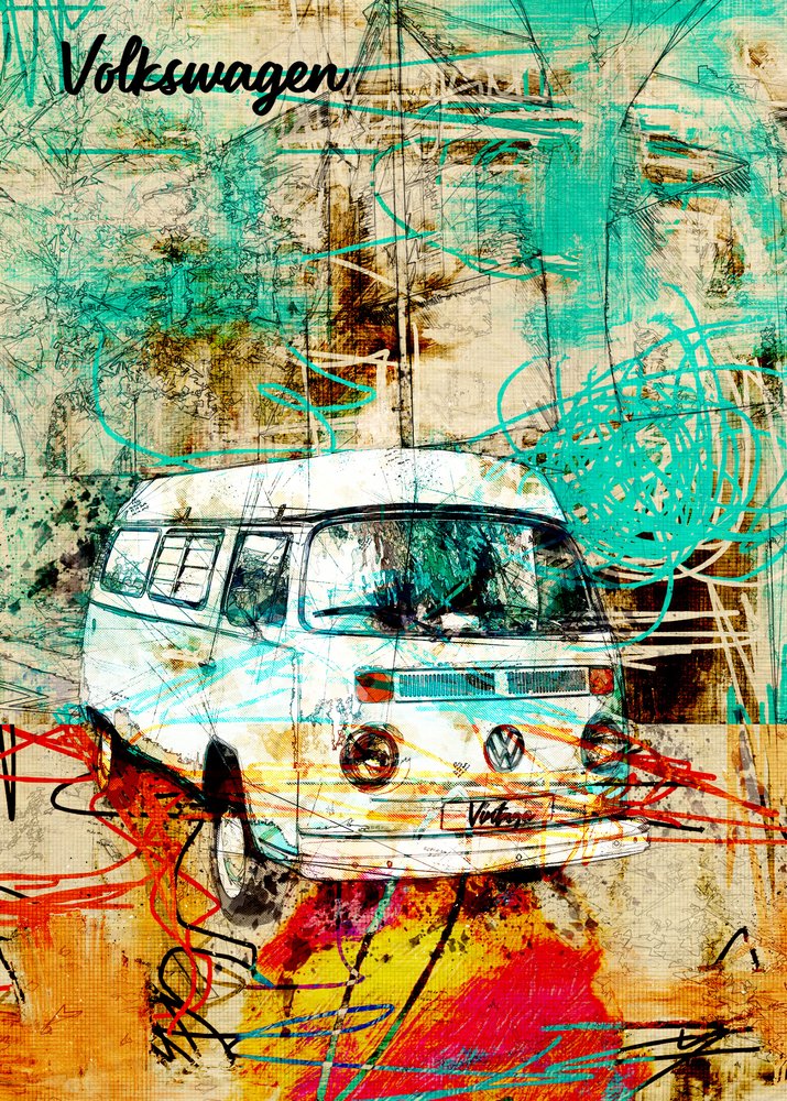 Abstract Retro Van door Lembayung senja studio [Vintage Poster]