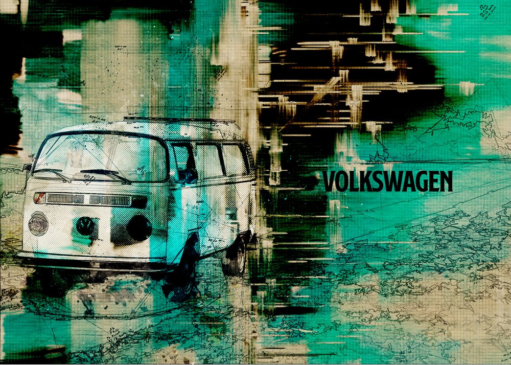 Abstract Van Road Trip door Lembayung senja studio [Vintage Poster]