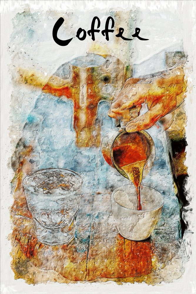 Koffie in aquarel door Lembayung senja studio [Vintage Poster]