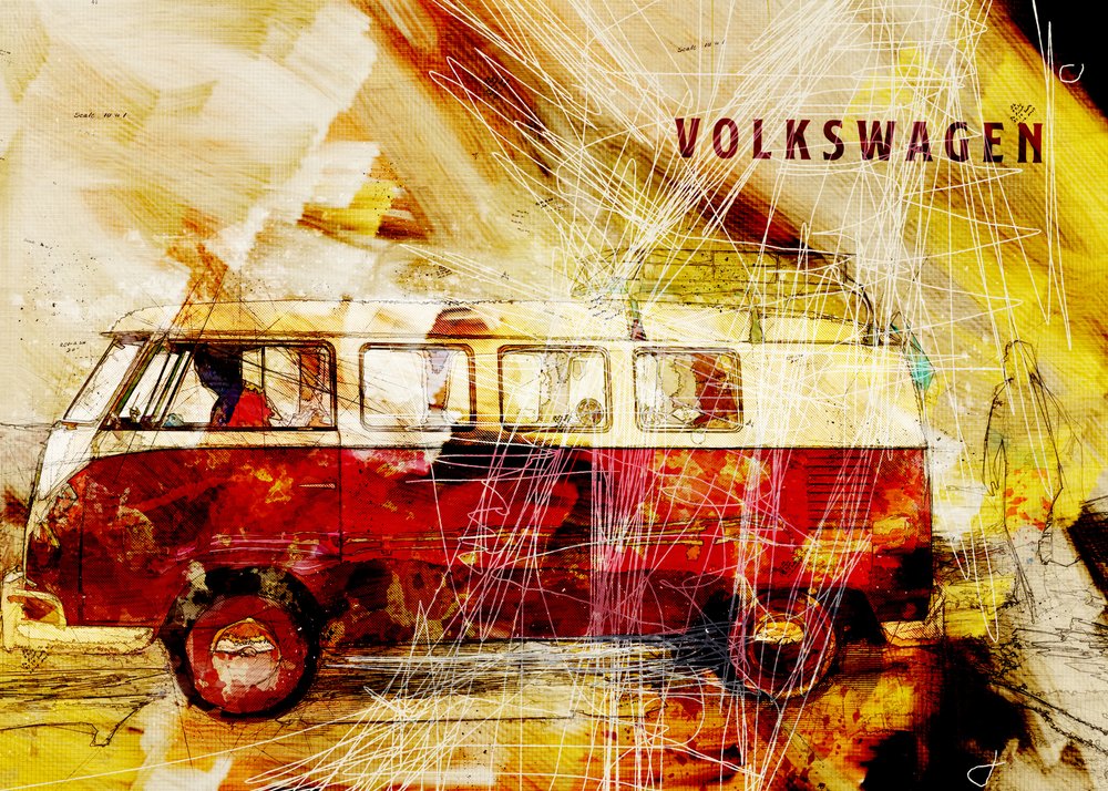 Retro Van Adventure door Lembayung senja studio [Vintage Poster]