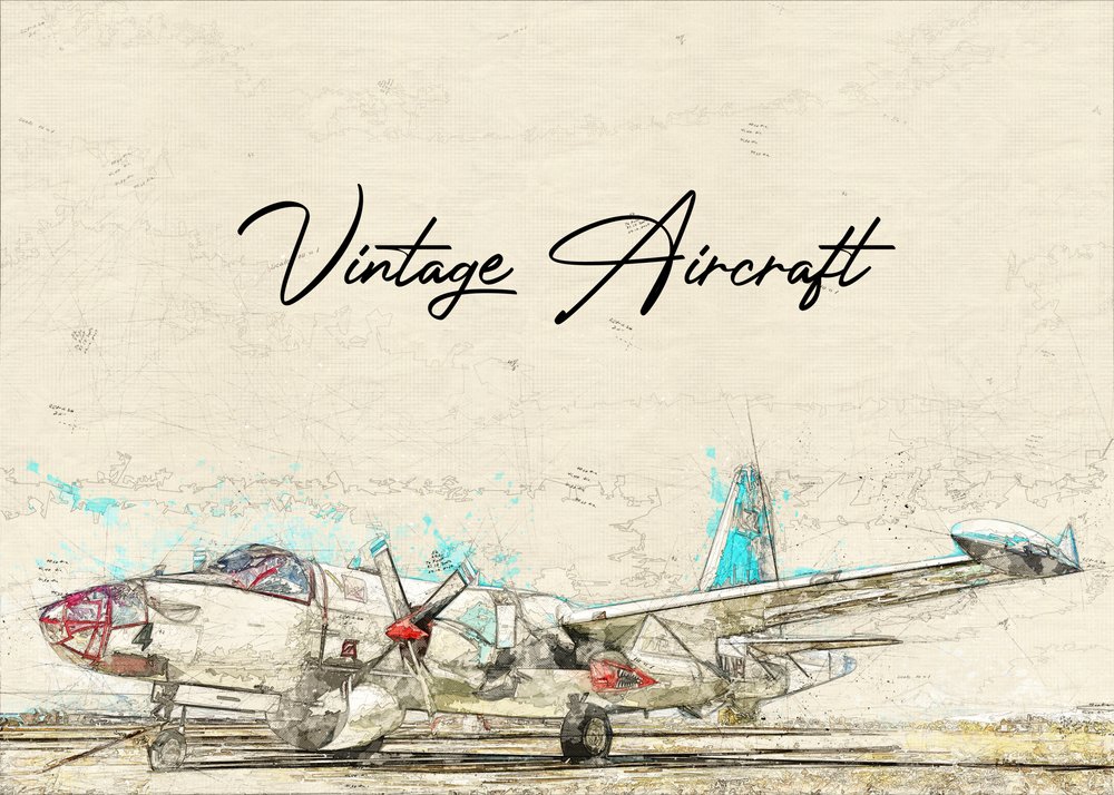 Schets van een vintage vliegtuig door Lembayung senja studio [Vintage Poster]
