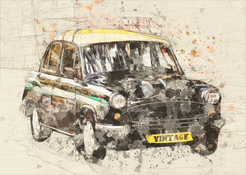 Vintage taxikunst door Lembayung senja studio [Vintage Poster]