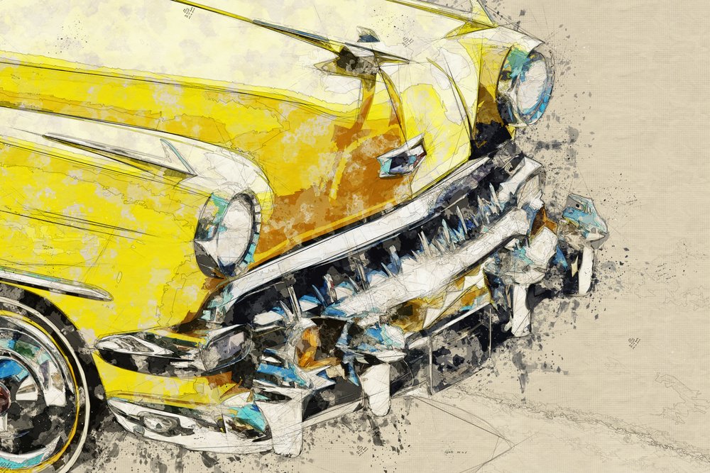 Gele Chrome-oldtimer door Lembayung senja studio [Vintage Poster]