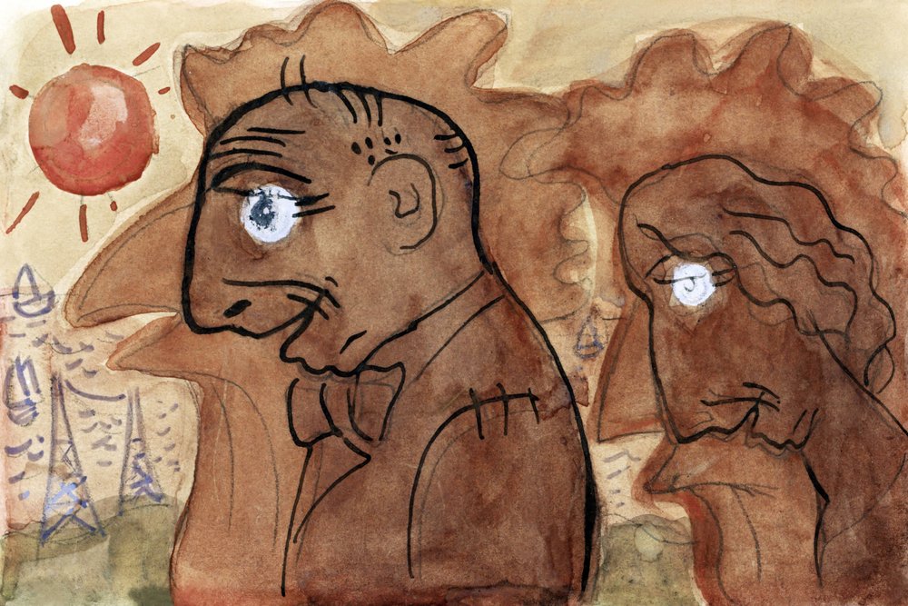 Karikatuur van Leo Gestel en zijn vrouw (ca. 1891–1941) door Leo Gestel door Leo Gestel