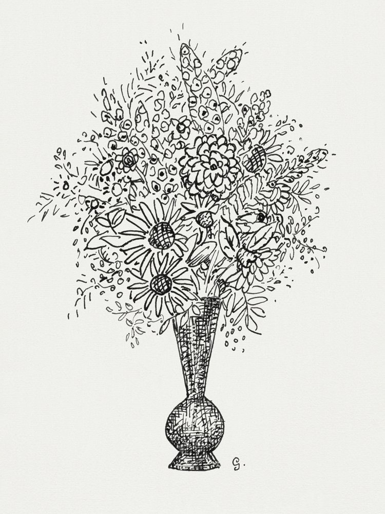 Bloemenvaas (ca. 1891–1941) Tekening in hoge resolutie door Leo Gestel. door Leo Gestel