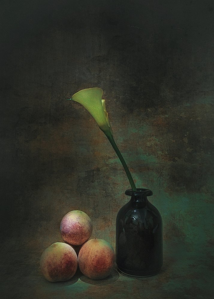 Stilleven met een stemmige calla-lelie door Liu Xing