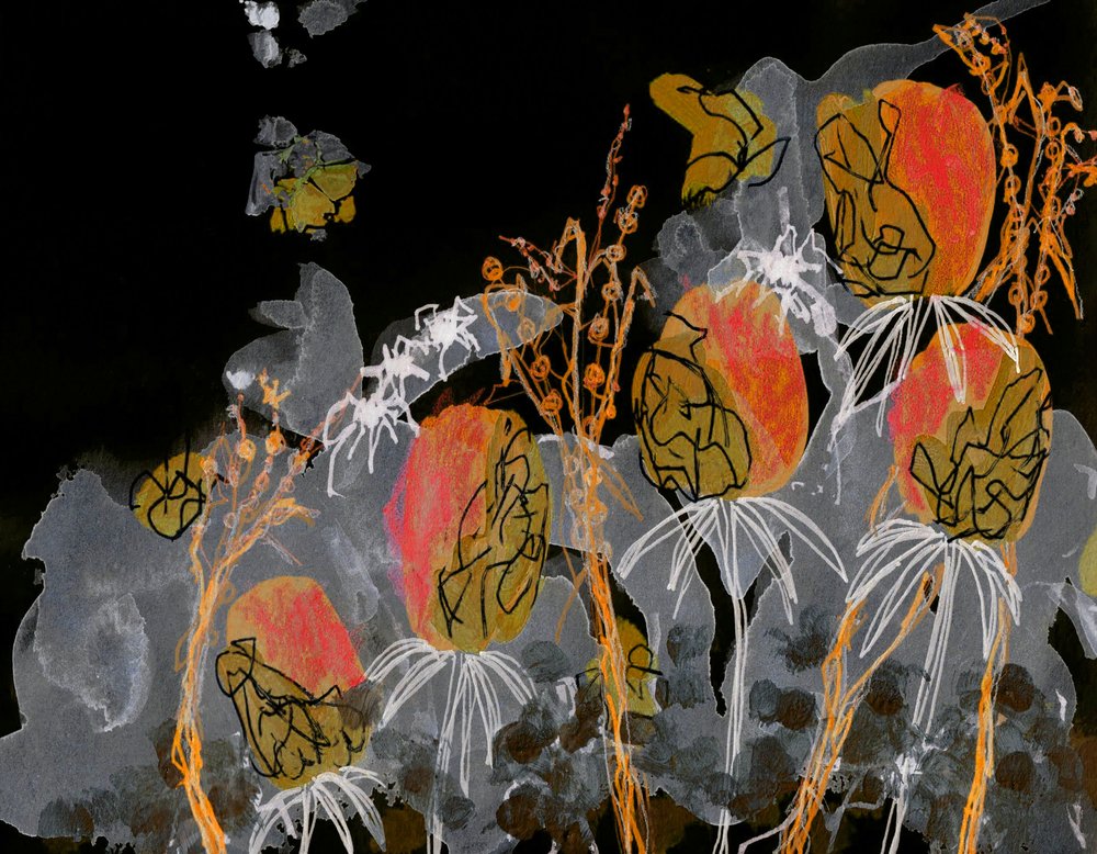Donkergouden bloemen door Lori Ann Folz