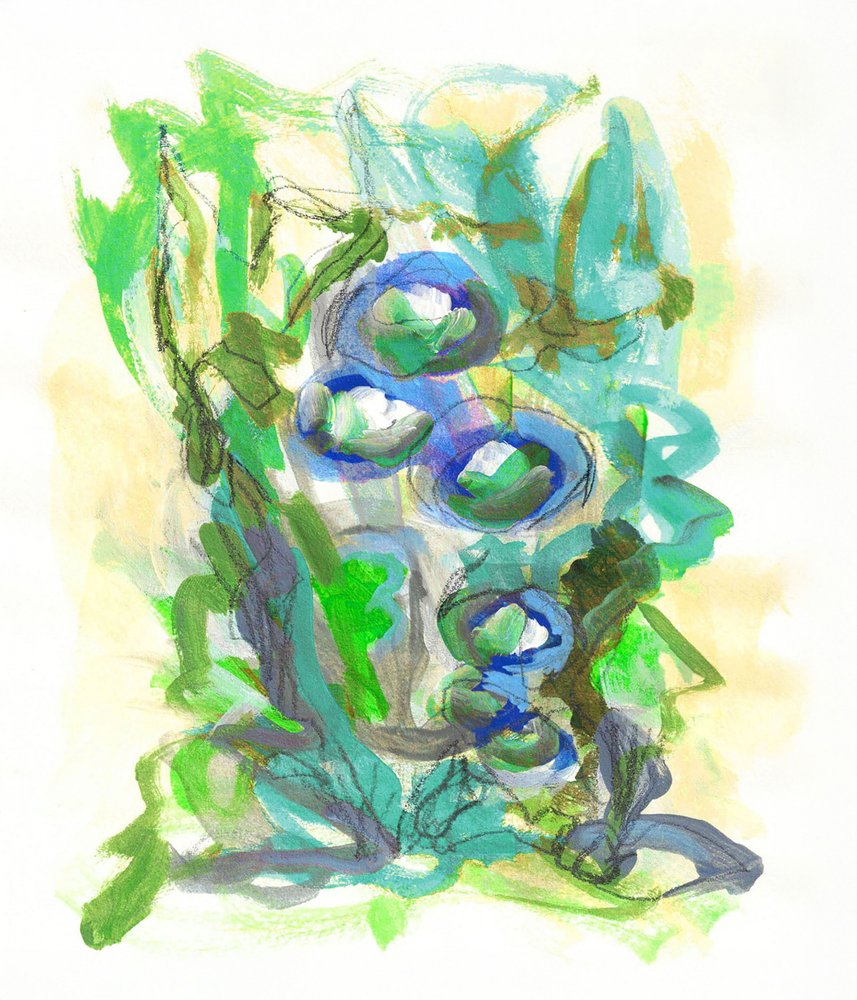 Groene en blauwe bloemen door Lori Ann Folz
