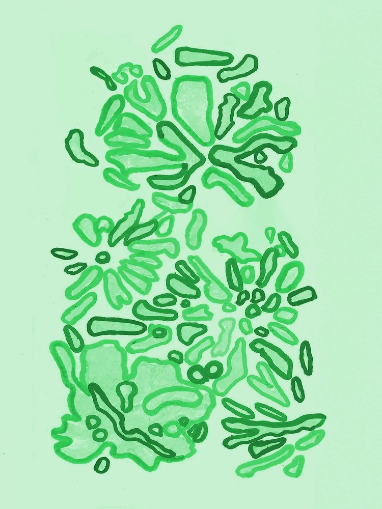 Groene organische vormen door Lori Ann Folz