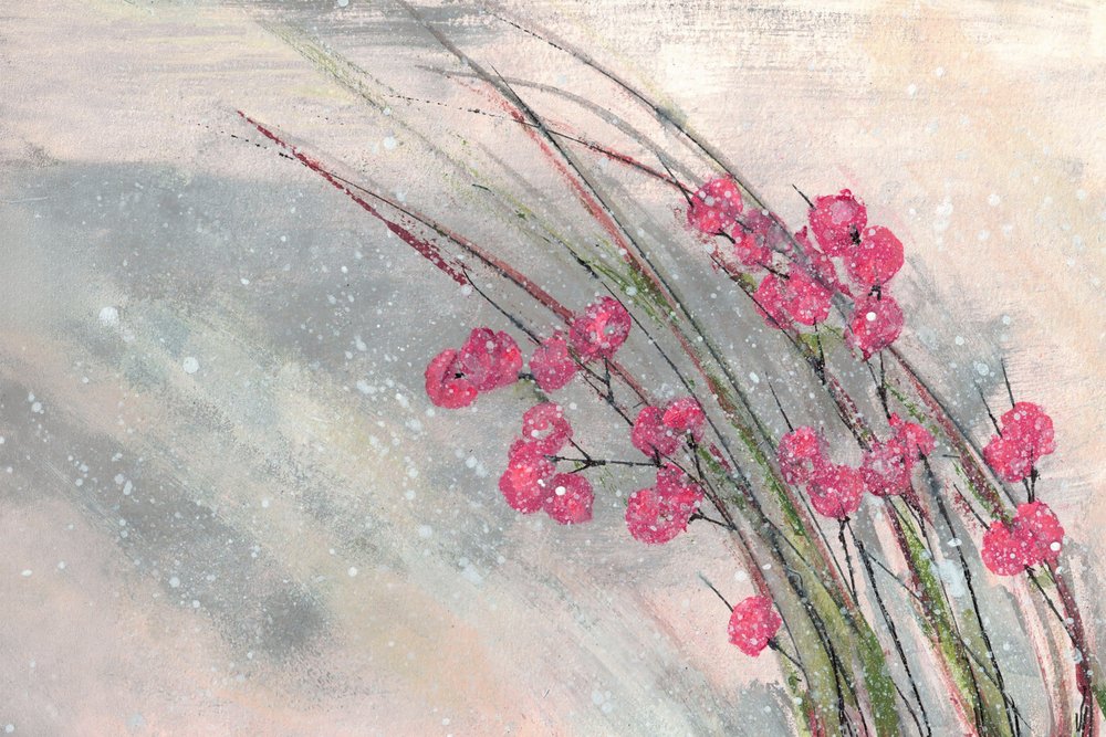 Besneeuwde roze bessen door Lori Ann Folz
