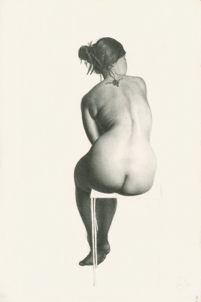 Elegant zittend naakt door Lourens Joubert