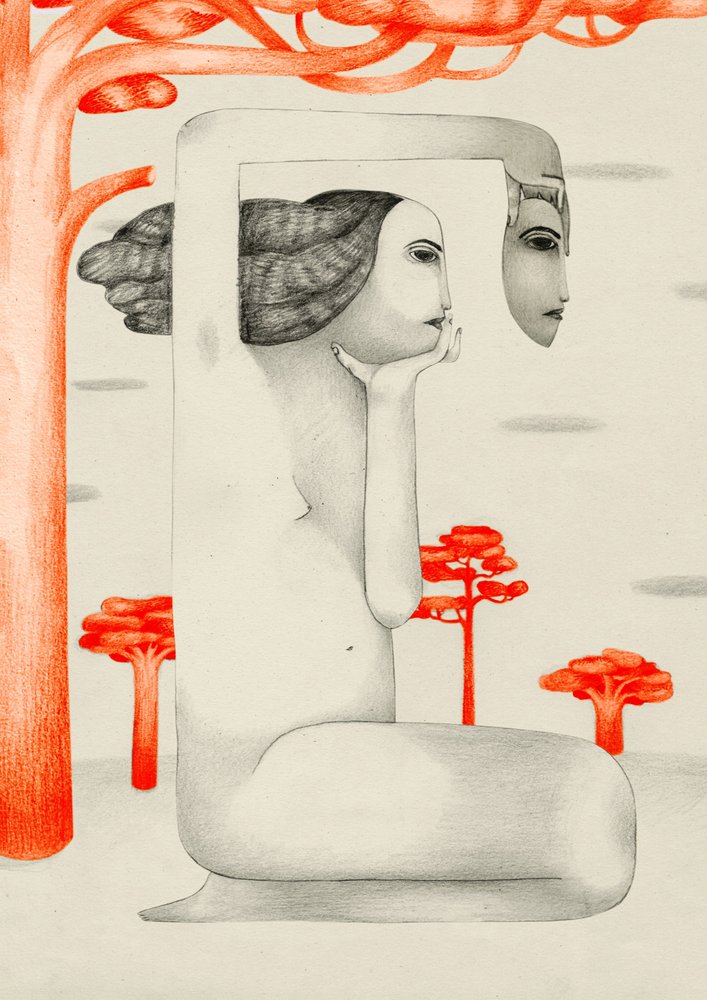 Surrealistische, contemplatieve vrouw door Luca di Napoli
