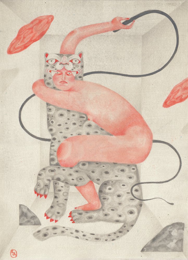 Een surrealistische omhelzing tussen katten door Luca di Napoli