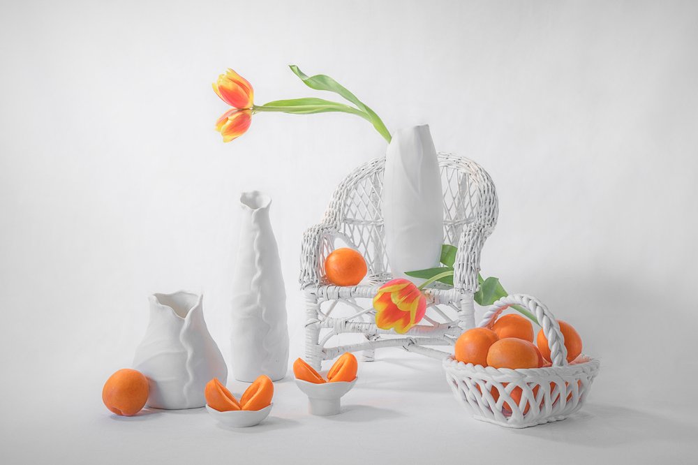 Elegante tulpen en citrusvruchten door Lydia Jacobs