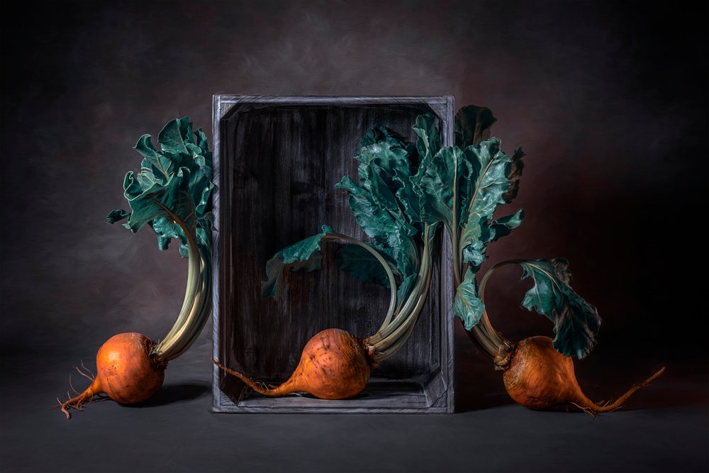 Rustiek stilleven met gouden bieten door Lydia Jacobs