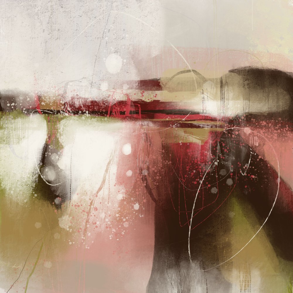 Rood abstract landschap door MANSI SAXENA