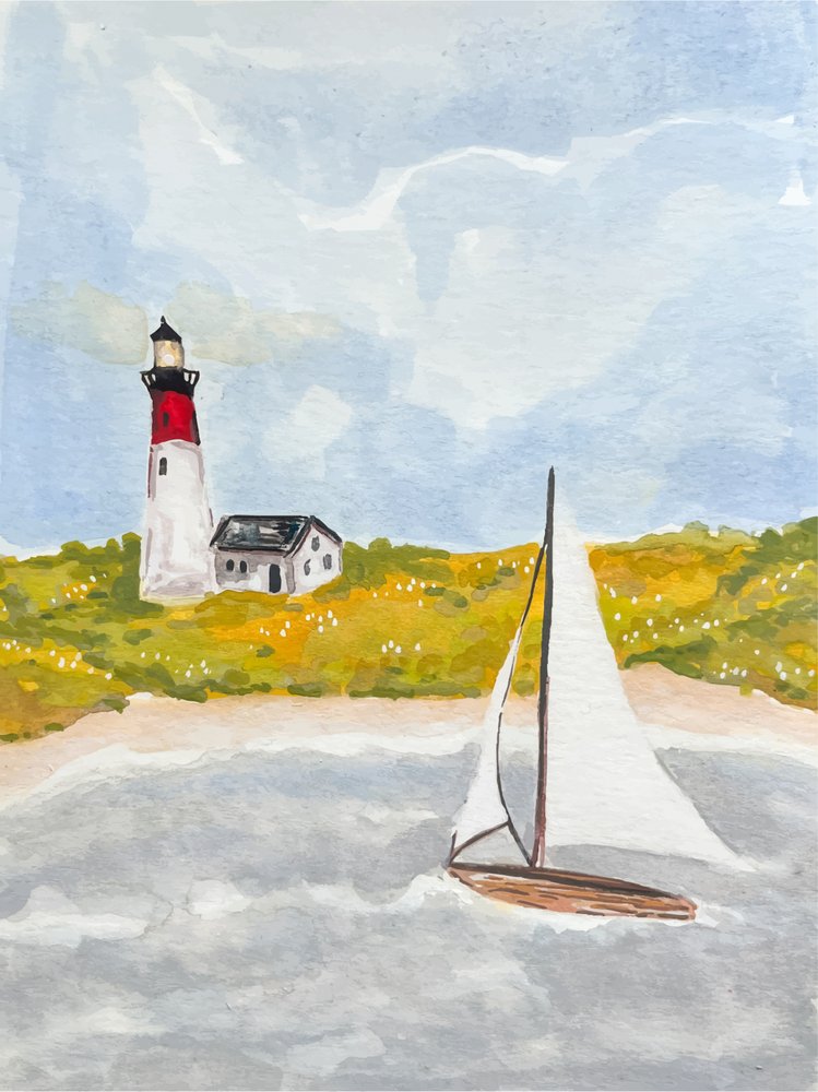 Kustvuurtoren-zeilboot door Madison Phipps