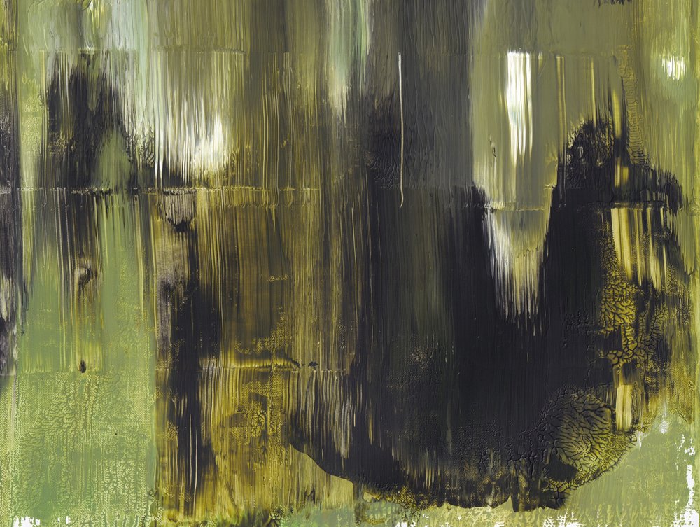 Donkergroene abstracte stroming door Maira Ribena