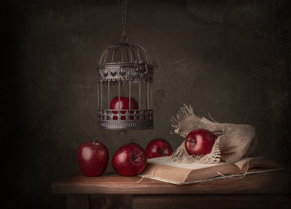 Rustieke appels en een boek door Margareth Perfoncio