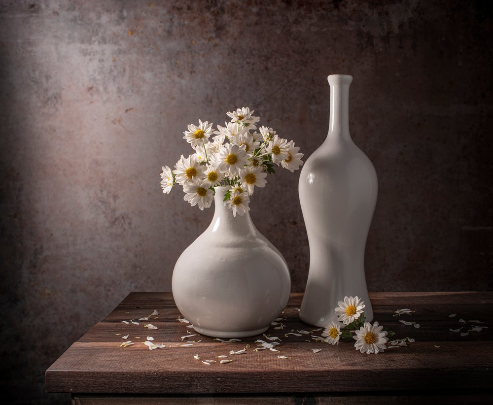 Stilleven met witte madeliefjes door Margareth Perfoncio