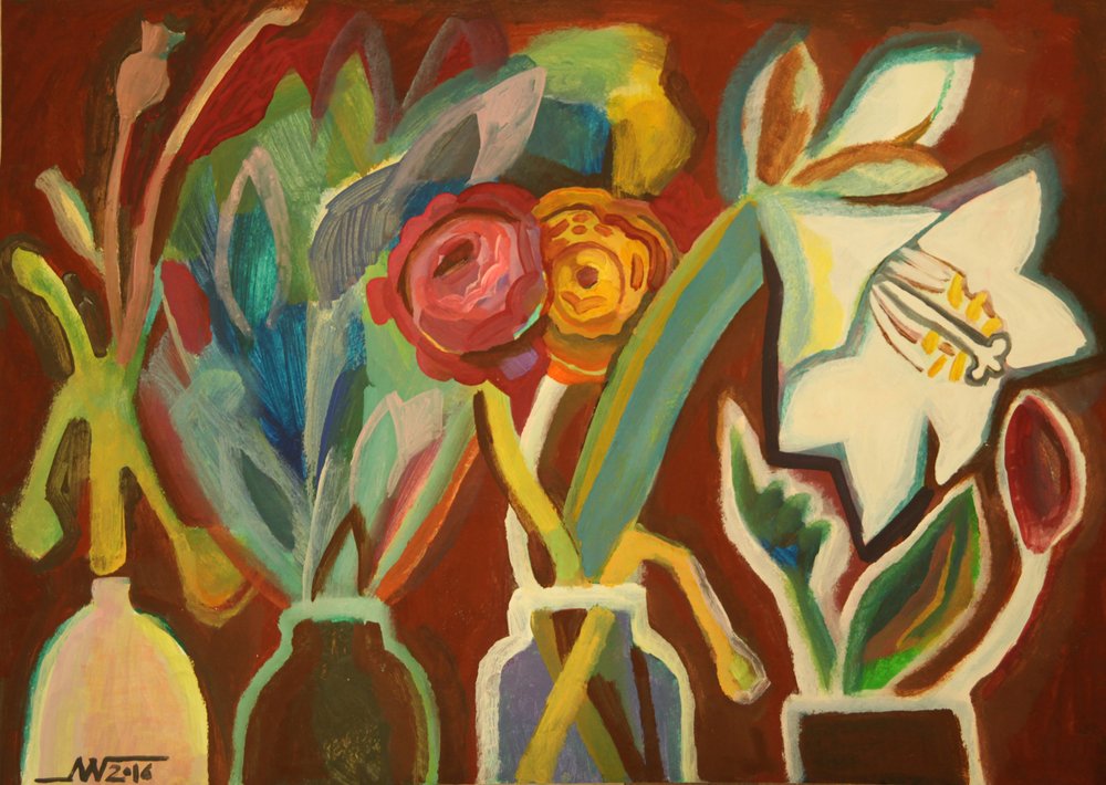 Levendige abstracte bloemen door Marina Gorkaeva