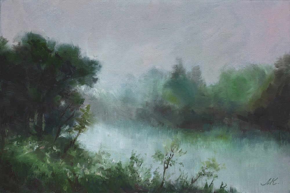 Mistig rivierlandschap door Marina Kozyr