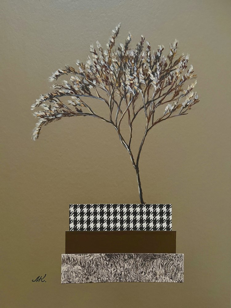 Modern pied-de-poule met bloemenmotief door Marina Kozyr
