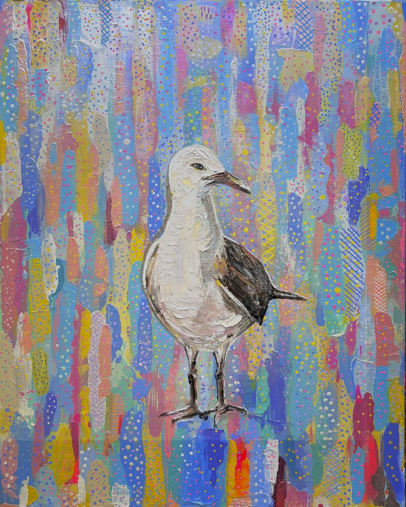 Levendig schilderij van een zeemeeuw door Marina Kozyr