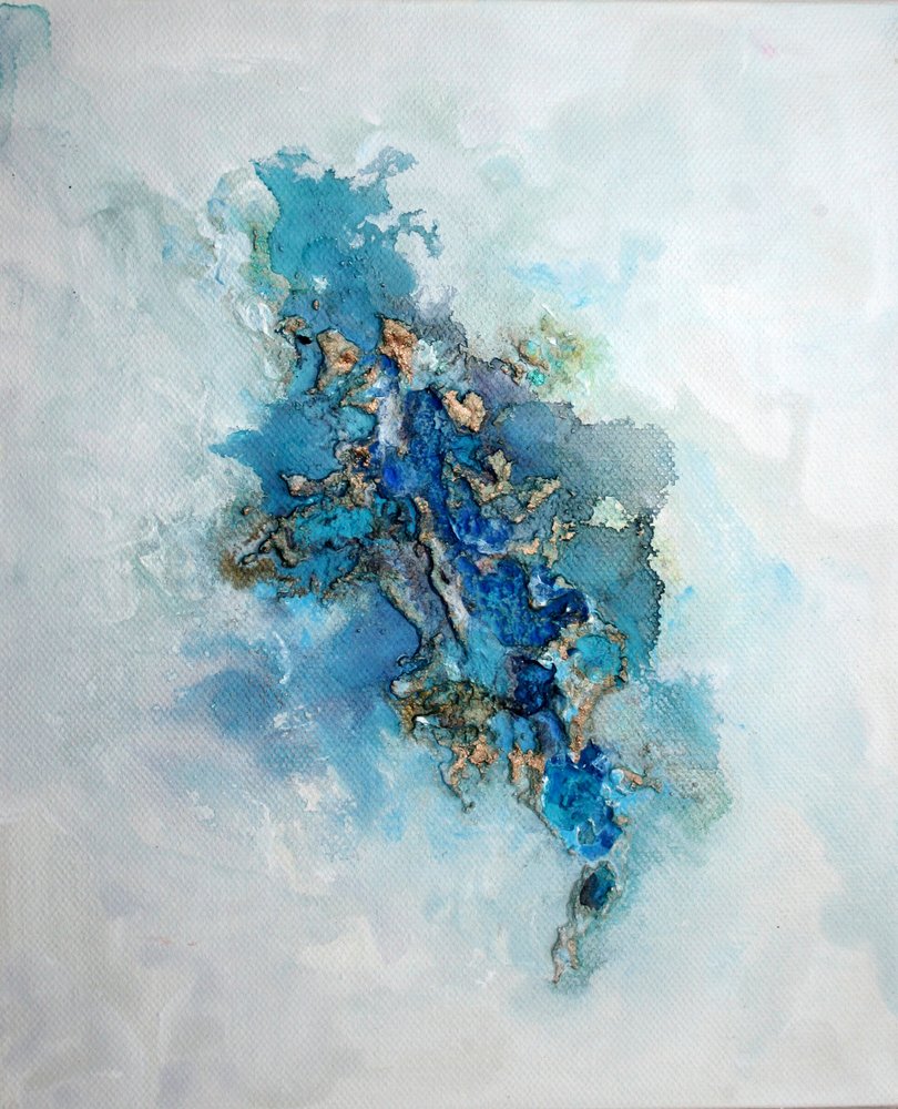 Deep Blue Gold Abstract door Marina Nelson