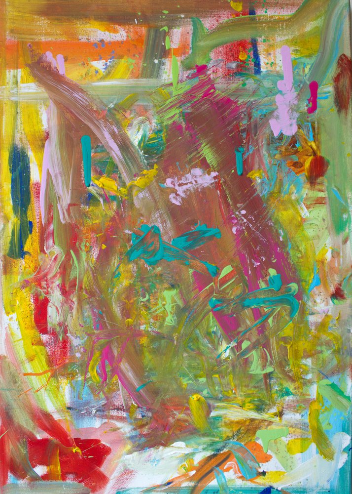 Levendige abstracte penseelstreken door Marloes Aerts