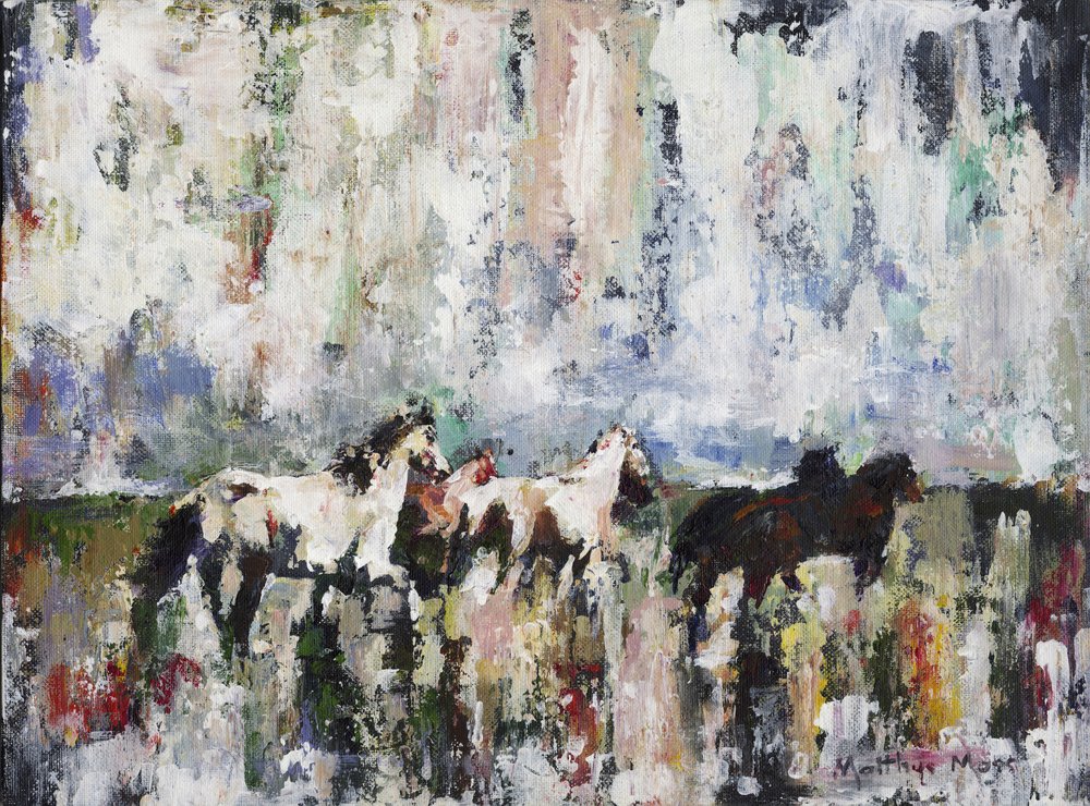 Levendige abstracte paarden door Matthys Moss