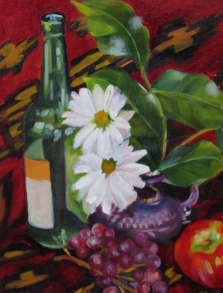 Fles met fruit en madeliefjes door Maxine Shore