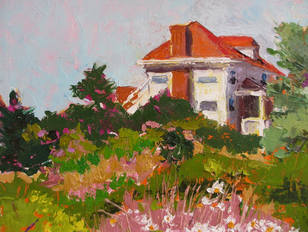 Kleurrijk tuinhuisje door Maxine Shore