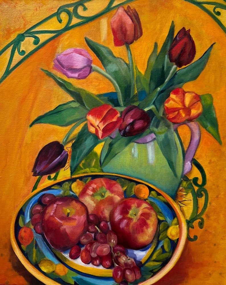 Schilderachtige vruchten en bloemen door Maxine Shore