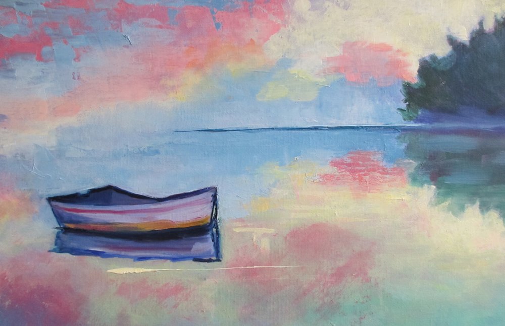 Rustige pastelkleurige boot door Maxine Shore