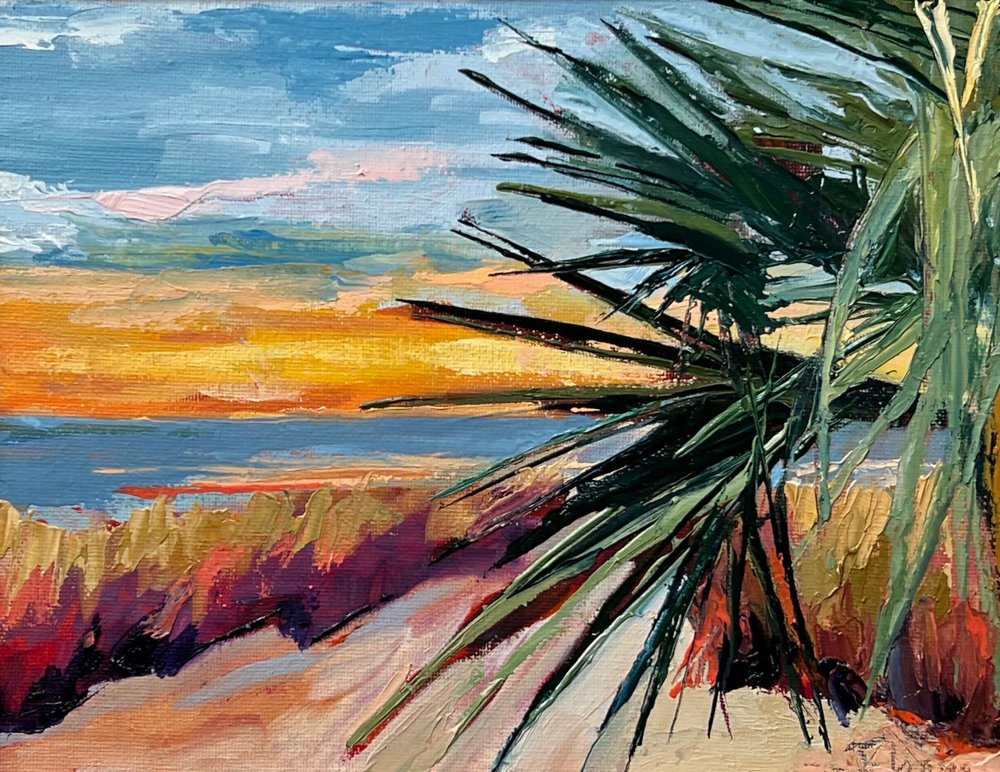 Zonsondergang op een tropisch strand door Maxine Shore