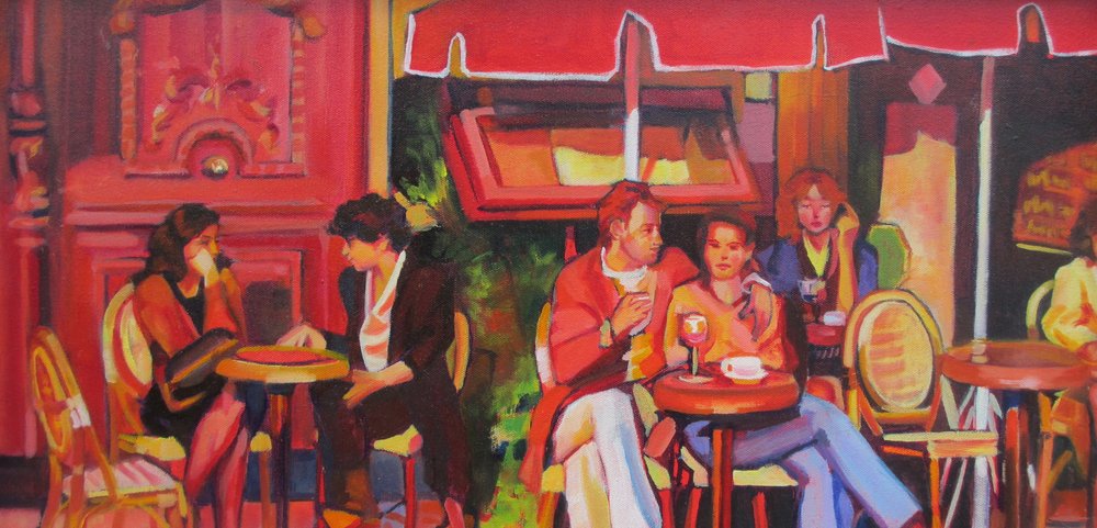 Een bruisende caféscene door Maxine Shore